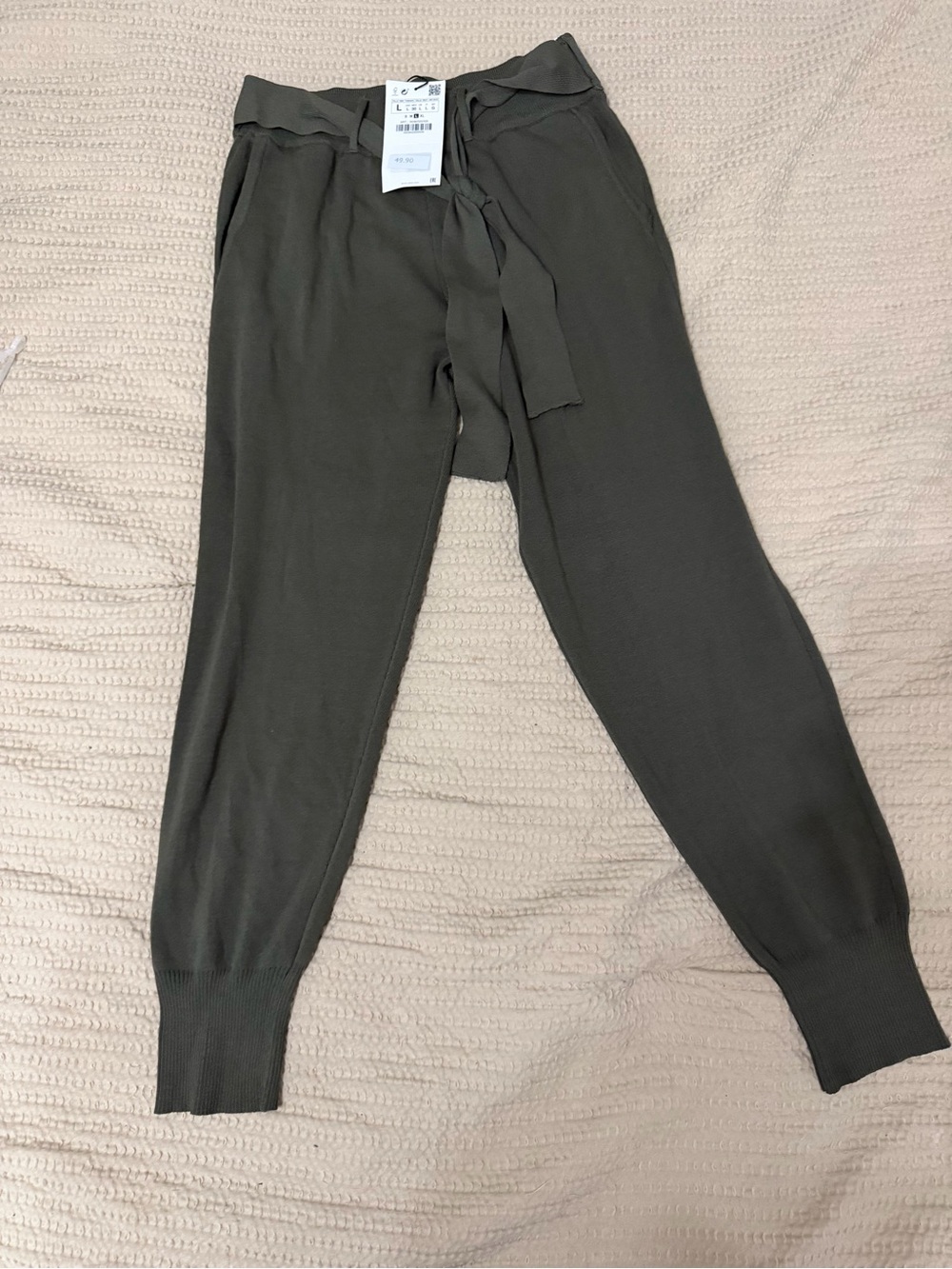 Zara Olive Green Skinny Knit Jogger Pants